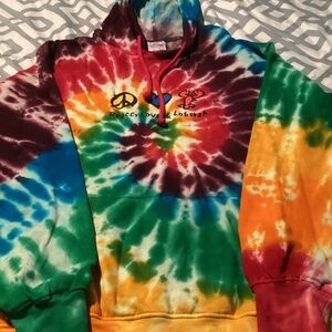Unisex Tie-Dye Hoodie “Peace, Love and Lobstah” Maine - Size Medium